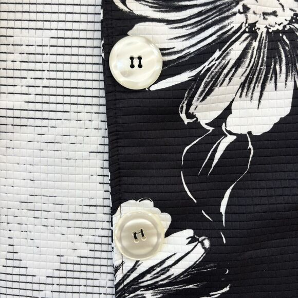 Susan Graver Style Black White Floral Button Up Jacket Size 1X Career Casual QVC - Picture 12 of 13